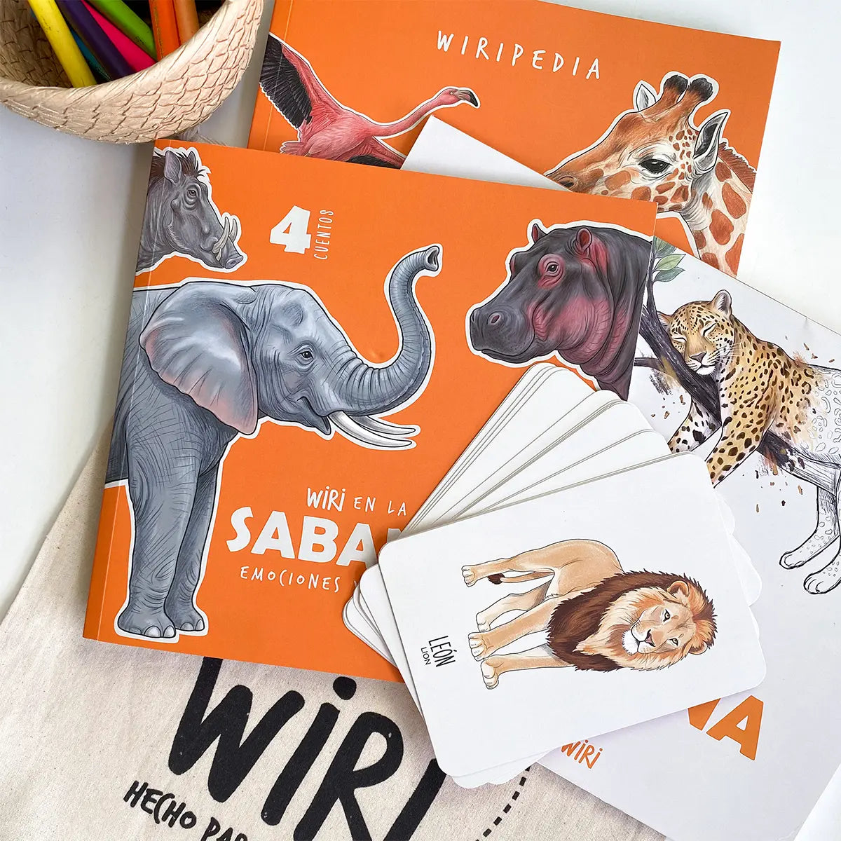 Pack descubrimiento libro y tarjetas didácticas animales de la sabana